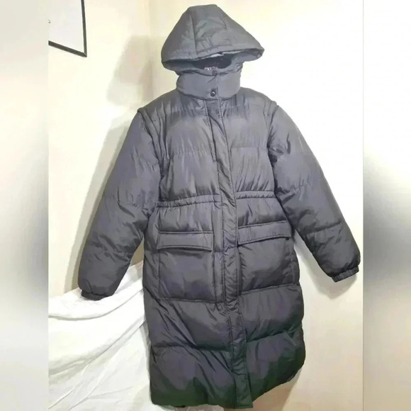 Justfab giant winter coat size XL zip off sleeves - Picture 2 of 6